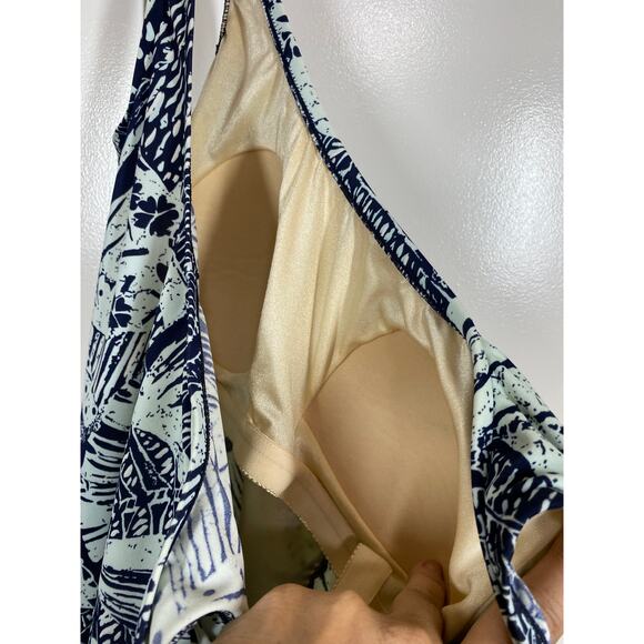 Maxine of Hollywood Tropical One Piece Built In Bra Bathing Suit Dress Size 18 - Picture 5 of 9